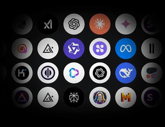 Logos of the 100+ AI models available on the platform